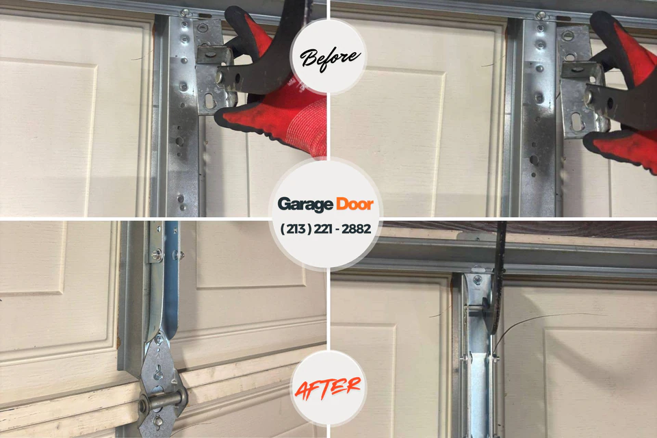 Before and after: garage door repair Mill City, OR